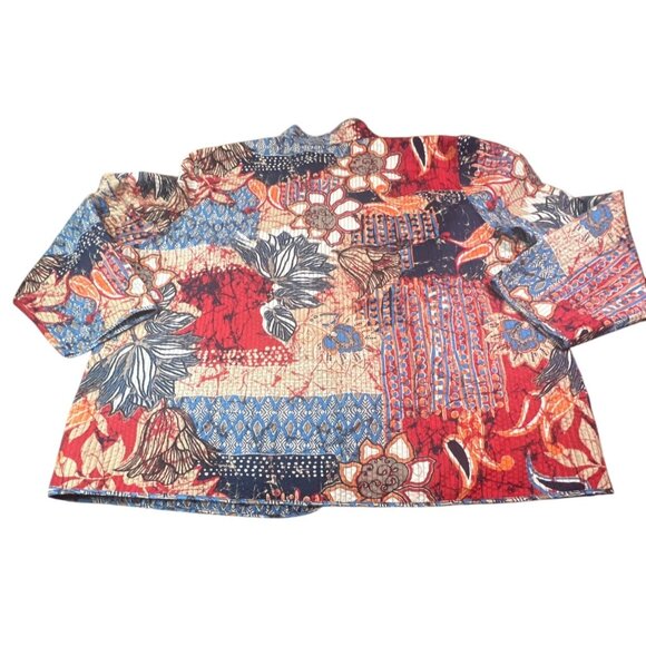 Reversible Quilted Jacket Abstract Print & Vibrant Patterns Cottage Core Boho - Picture 5 of 6